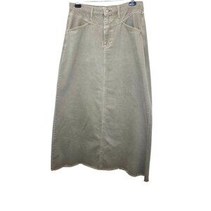 We The Free Women's Denim Maxi Skirt Size 12 festival Sunday Green Raw Hem